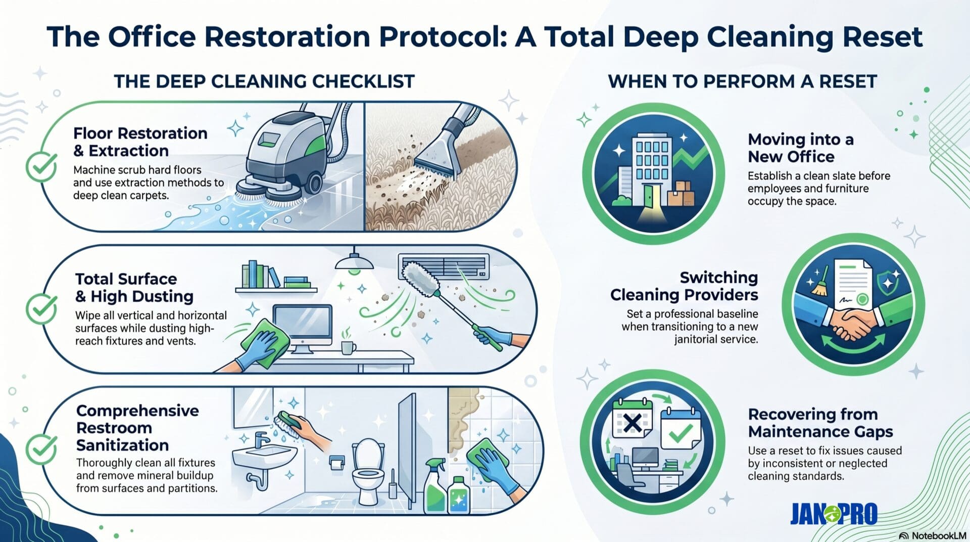 JAN-PRO Commercial Cleaning in San Diego infographic office cleaning checklist