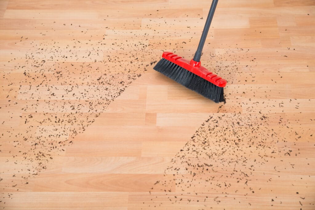 sweeping commercial hardwood floors