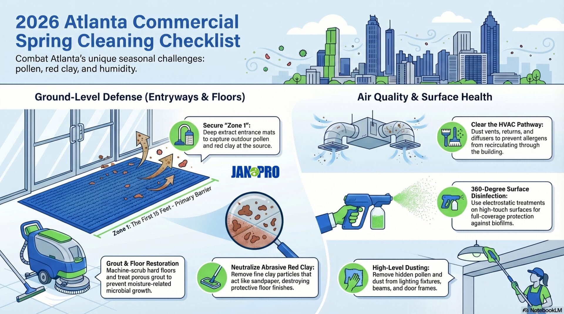 commercial spring cleaning checklist jan-pro infographic