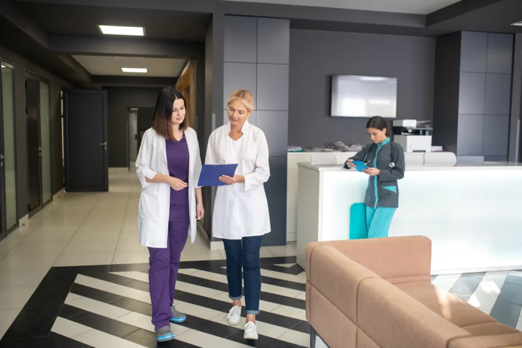 doctors walking in a hospital