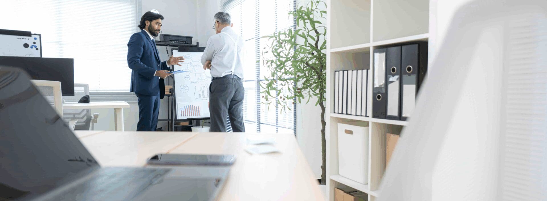 people discussing in an office