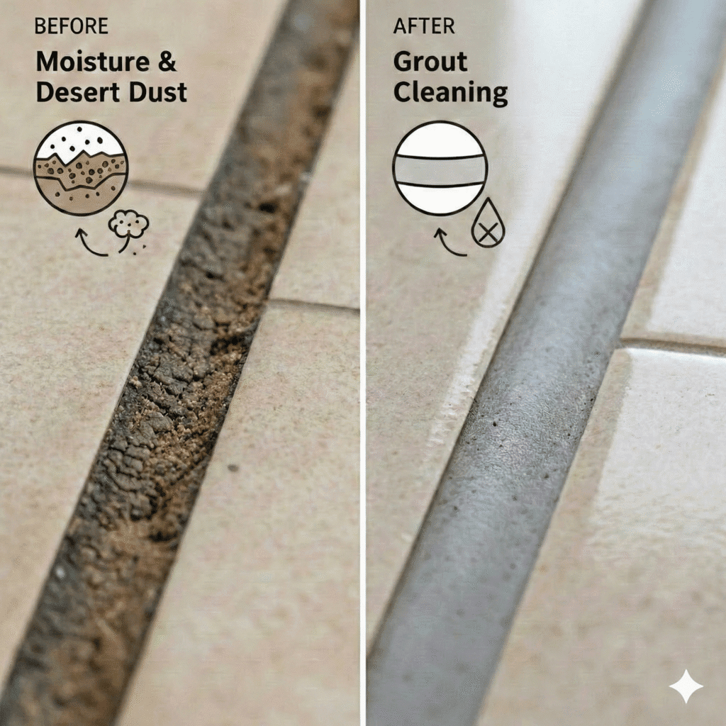 comparison between dirty and clean grout