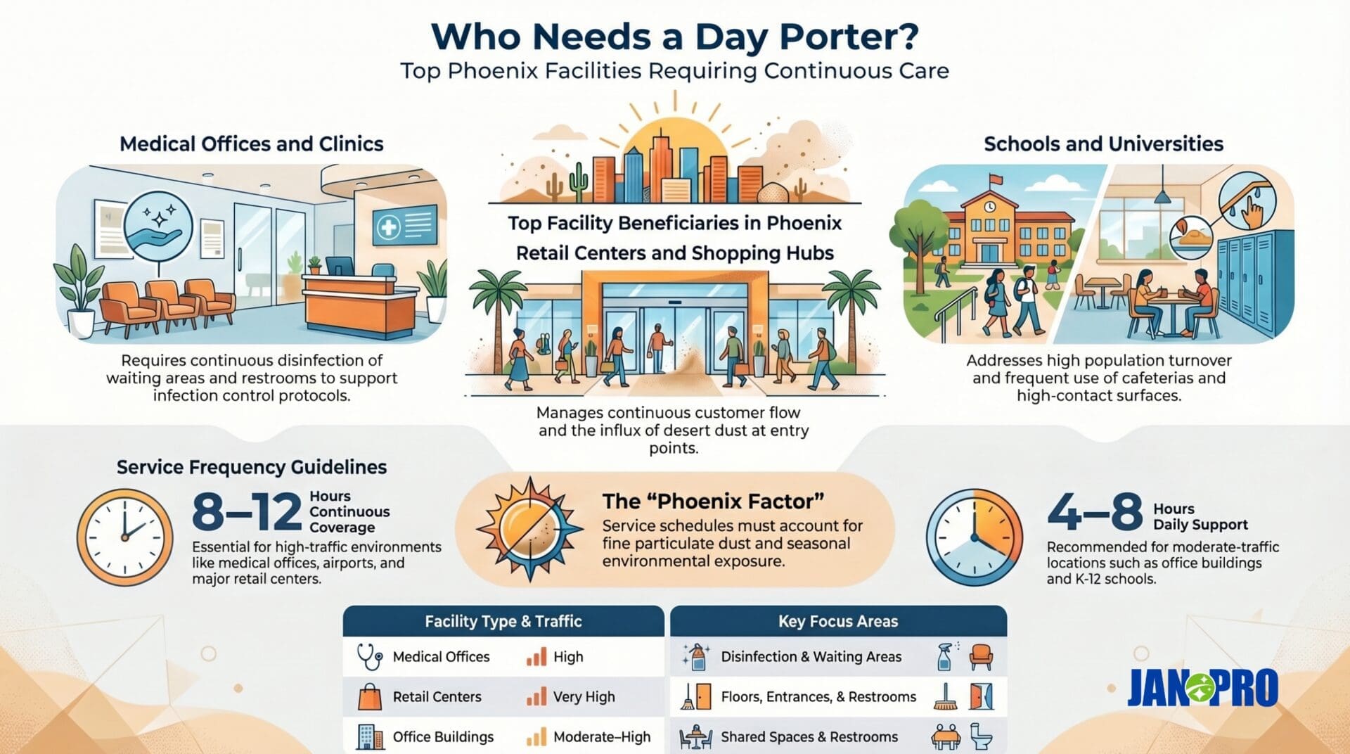 day porter cleaning infographic jan-pro phoenix