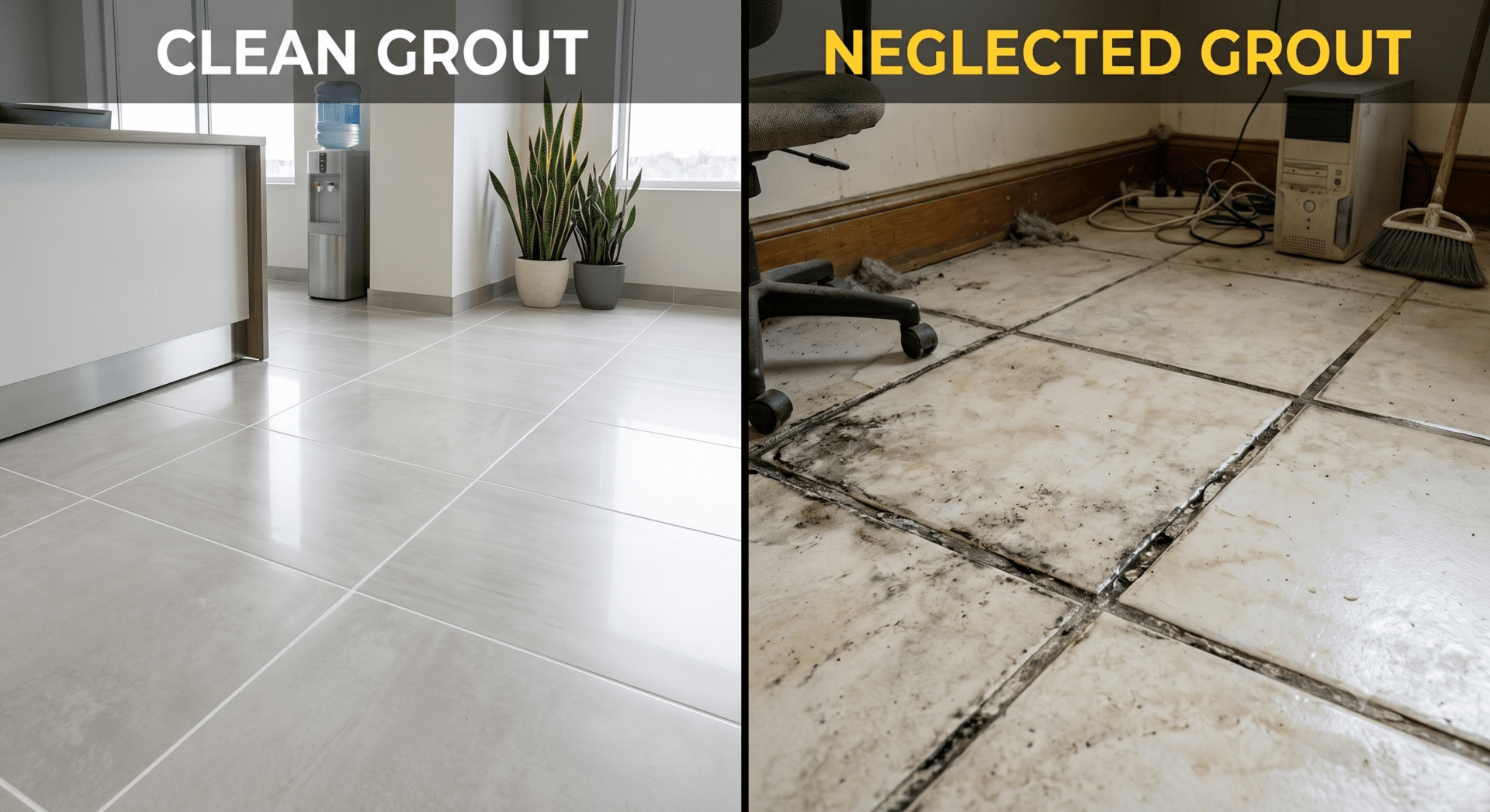 before and after clean grout vs neglected grout