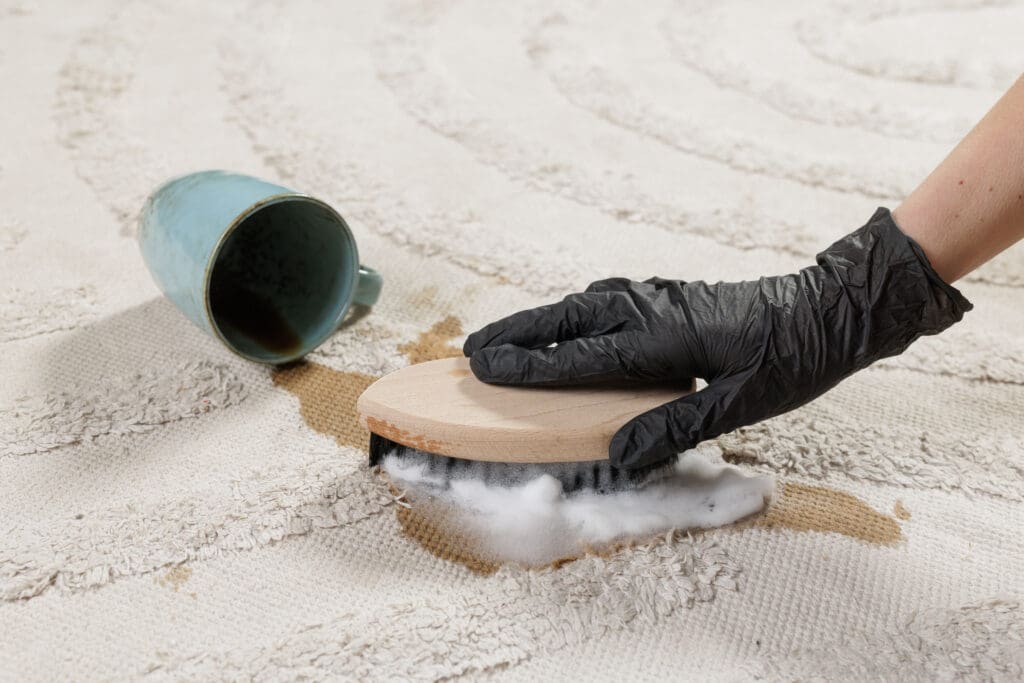 worker removing Stubborn Carpet Stains