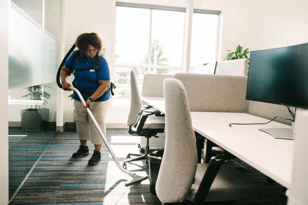 jan-pro cleaner working