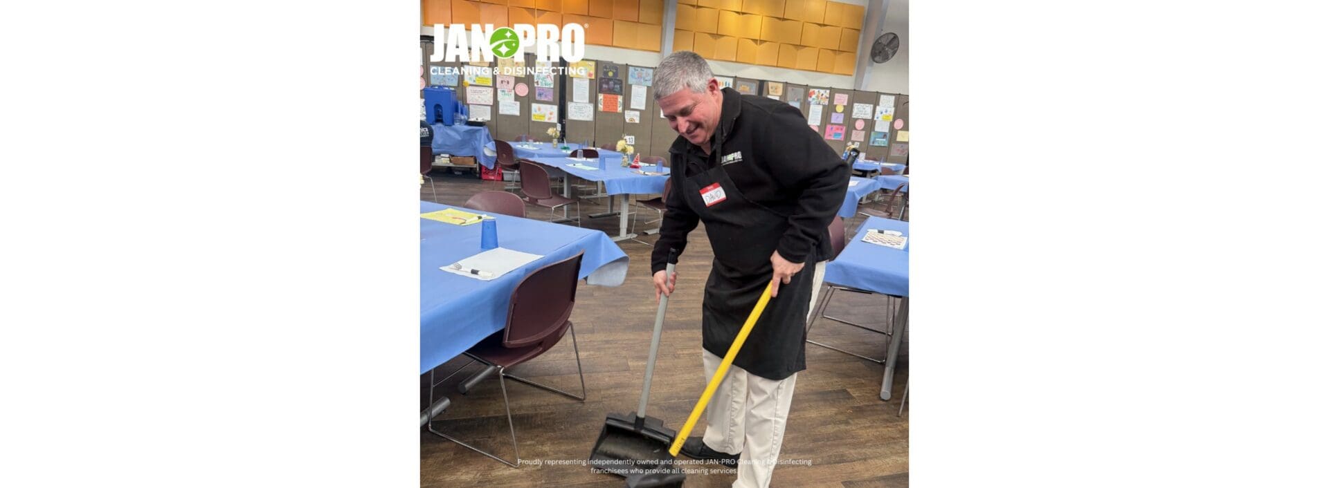 A team member of JAN-PRO of South Jersey participating in the Cathedral Kitchen Volunteer