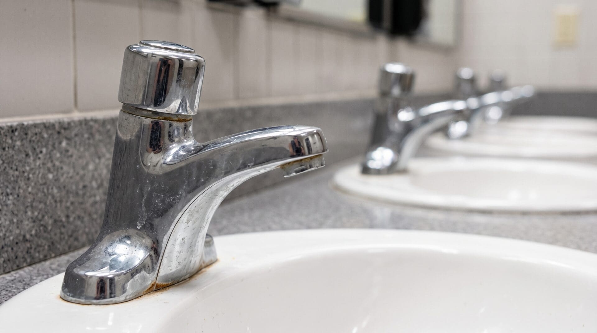 sink with hard water stains